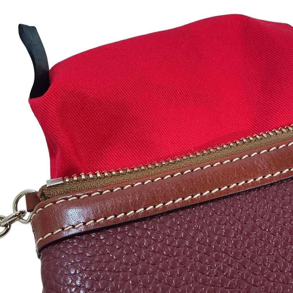 Dooney & Bourke Pebble Grain Leather Coin Case Wallet Cabernet Burgundy Tan Trim - Picture 9 of 10
